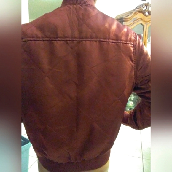 BRONZE REDDISH JACKET W/ ZIPPER POCKETS BY AMONG EQUALS SZ.12 QUILT SILKY FEEL - Picture 3 of 8
